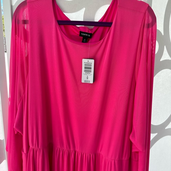Torrid Pink Ruffle Tiered Mini Dress 6X NWT - Picture 2 of 5